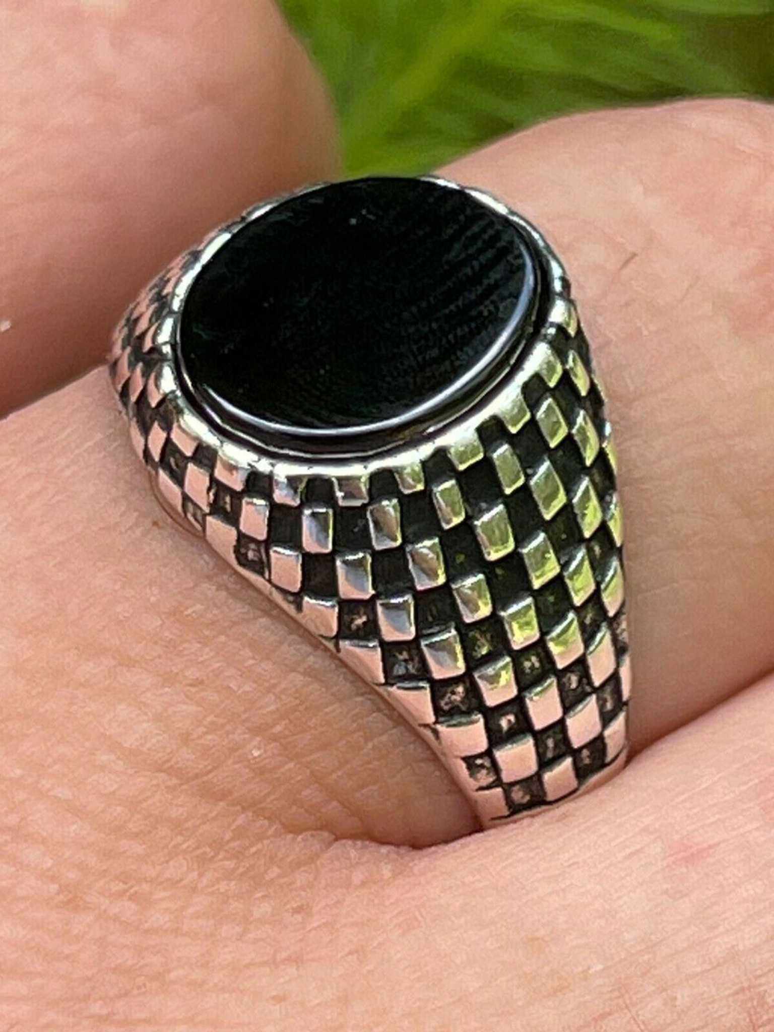 Mercan Silver Onyx Stone Ring, Men Handmade Ring, Silver Onyx India | Ubuy