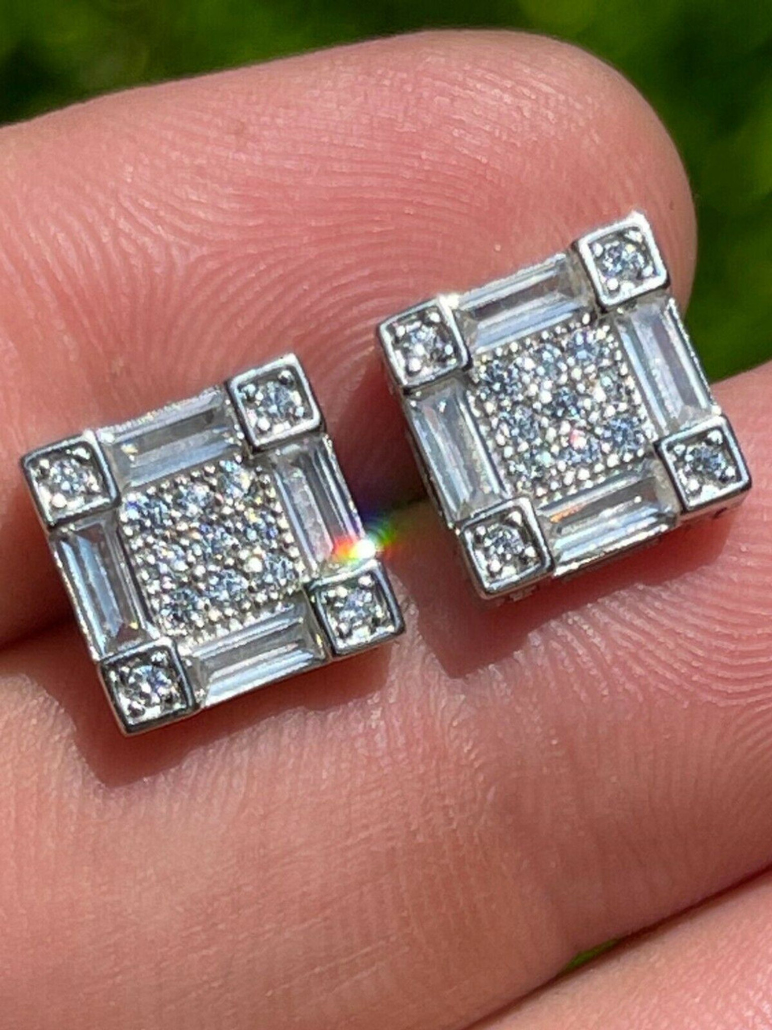 Square Zircon Stud Earrings for Men | Aretes, Joyería masculina, Joyeria