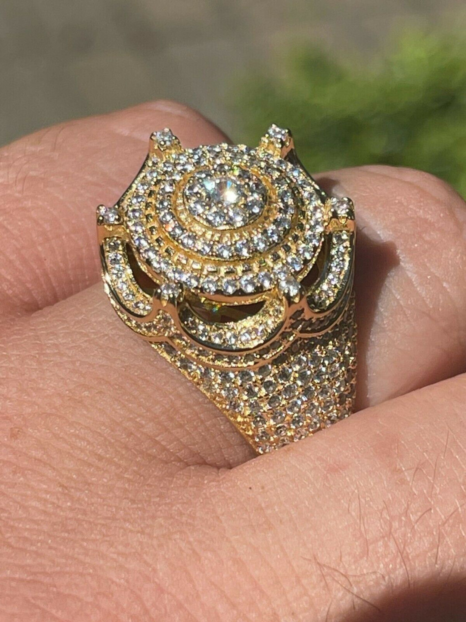 14K Gold X Design Wedding Band Ring for Men