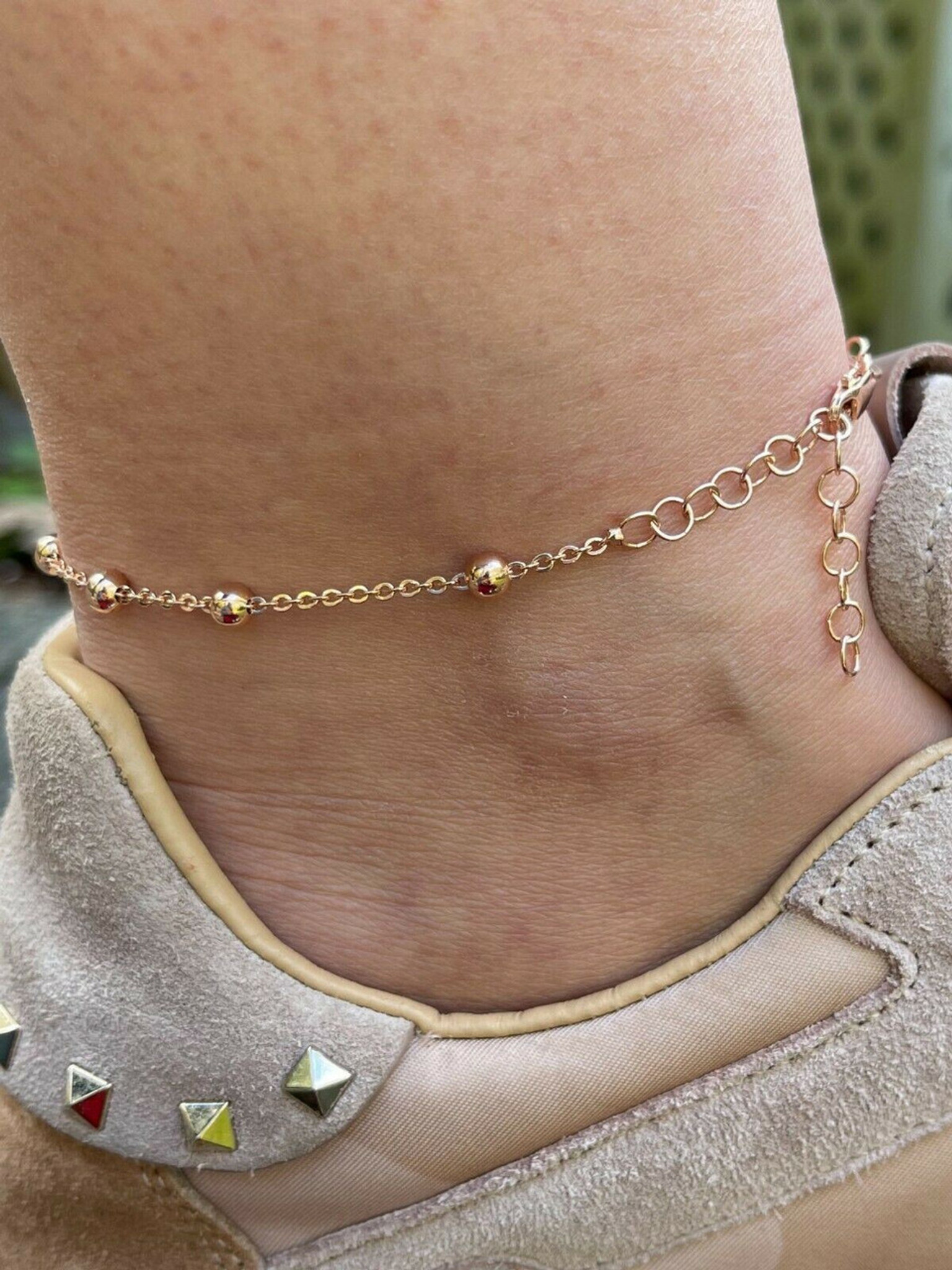 Amberta 925 Sterling Silver Adjustable Ankle Bracelet - 2.4 mm Rolo Chain  Anklet with Stars and Moons - 9