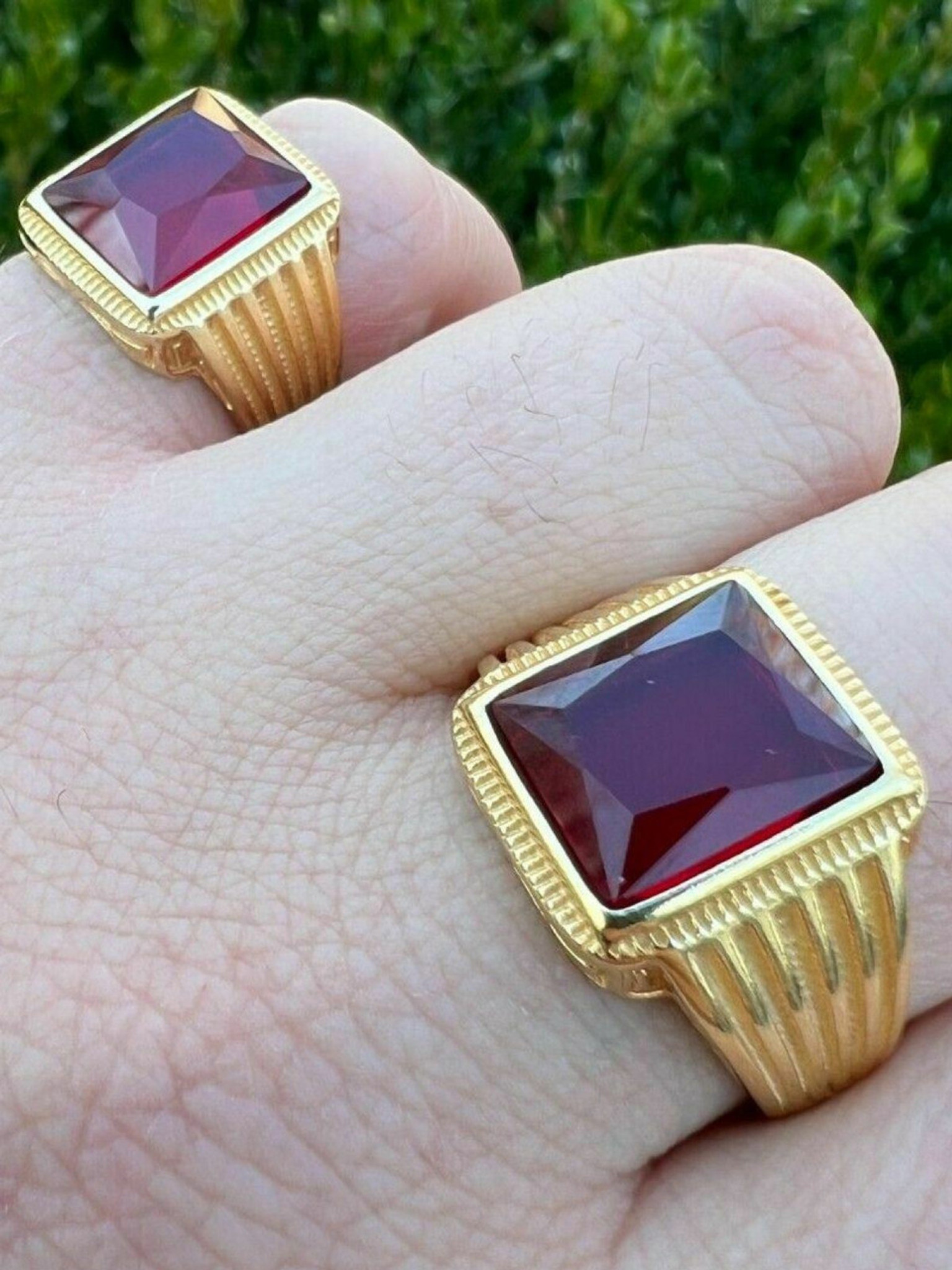 Muscular Men Ring Luxury Ruby Ring For Man Jewelry Real 925 Silver Red  Rectangle Gemstone Good Gift Birthstone - Rings - AliExpress