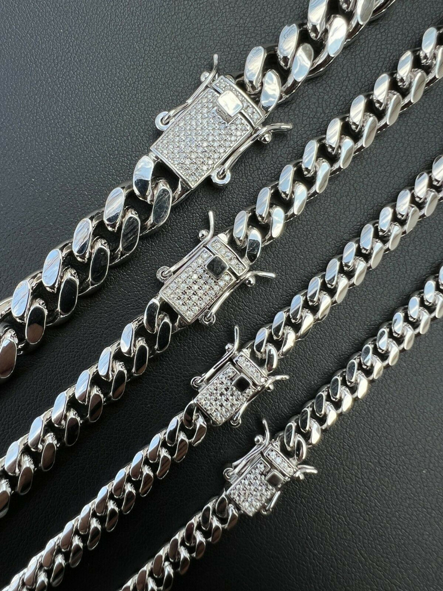 Real Miami Cuban Chain Necklace 925 Silver MOISSANITE Clasp Pass