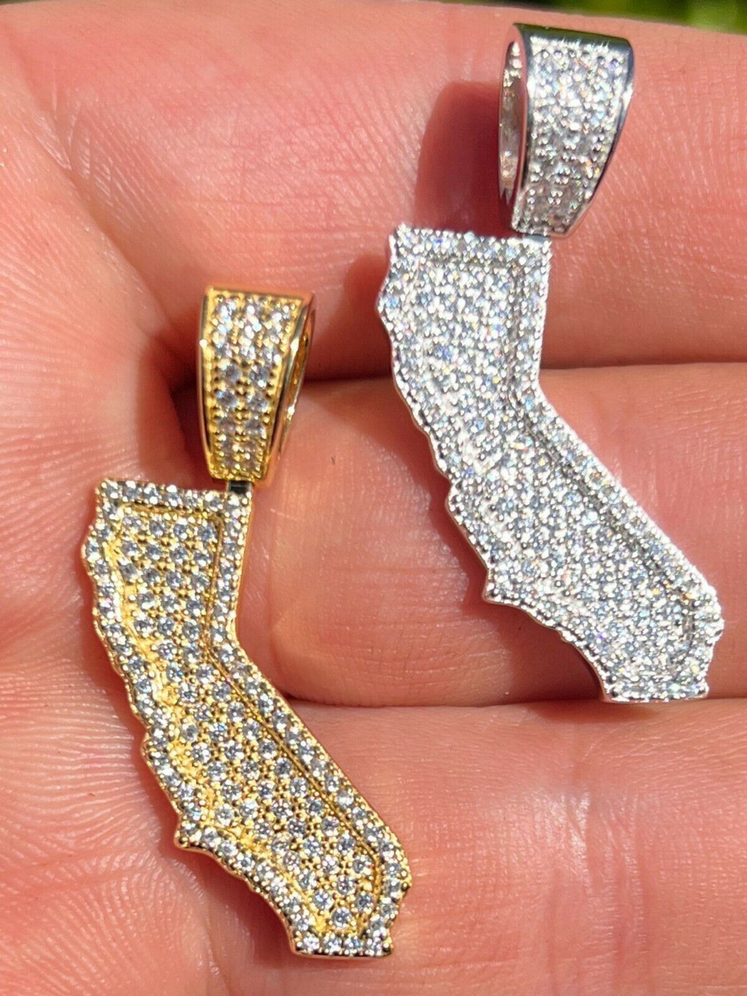 hip hop real 925 silver hiphop california state shape pendant iced diamond necklace gold 99023.1664358869