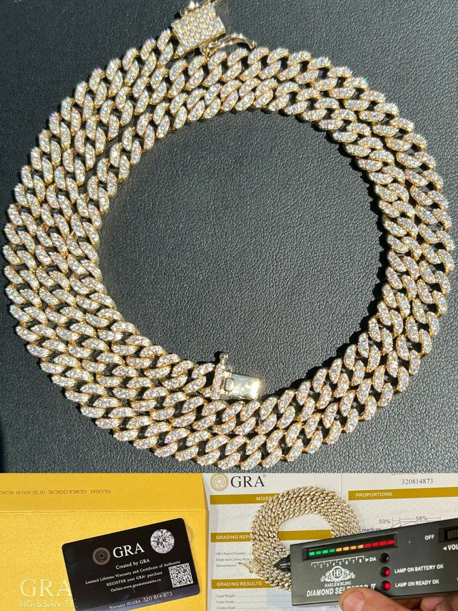 Solid 10k Gold Iced MOISSANITE 6mm Miami Cuban Chain Necklace Pass ...