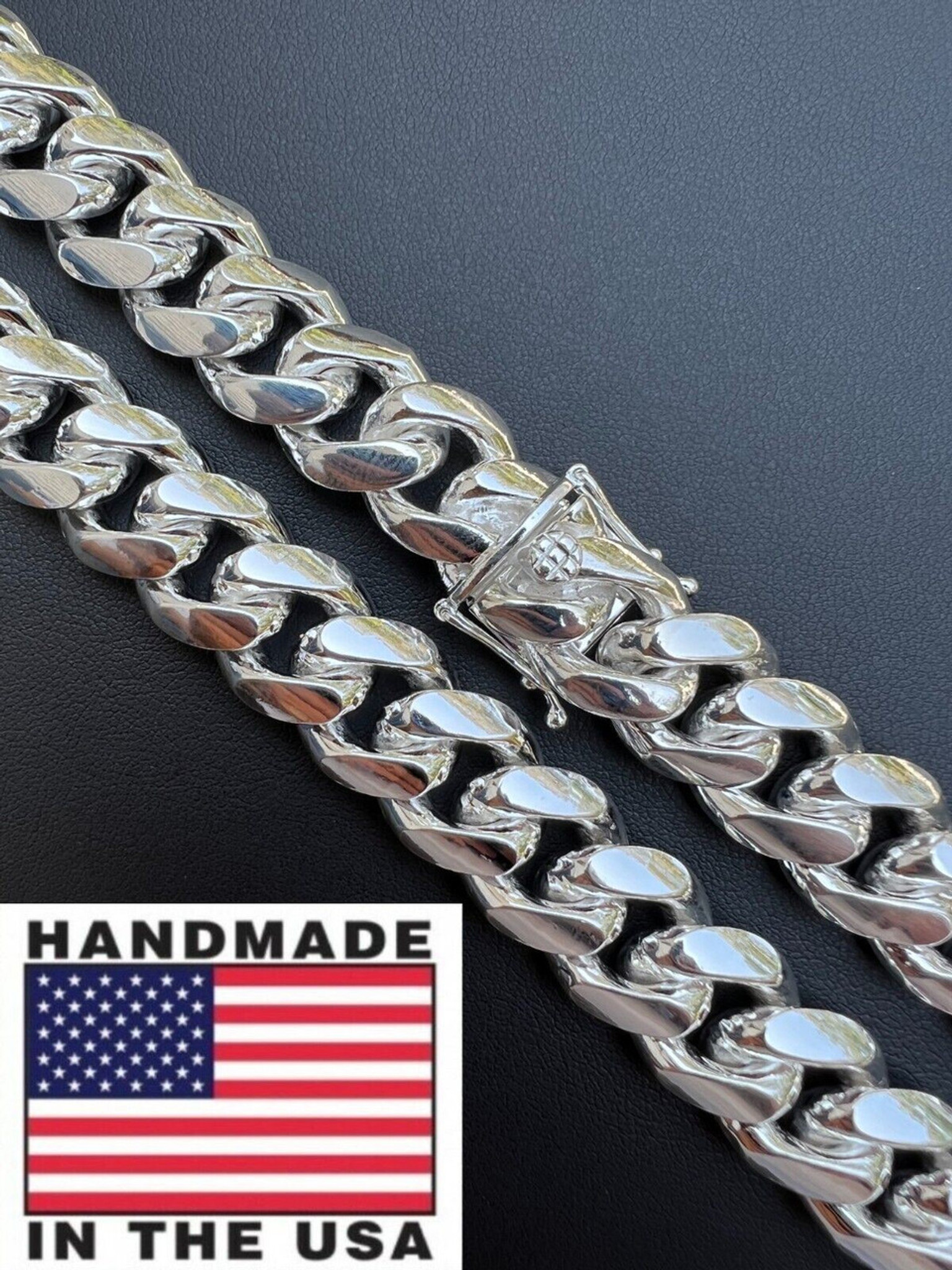 Real Miami Cuban Link Bracelet Solid 925 Sterling Silver Box Clasp ITALY  4-10mm