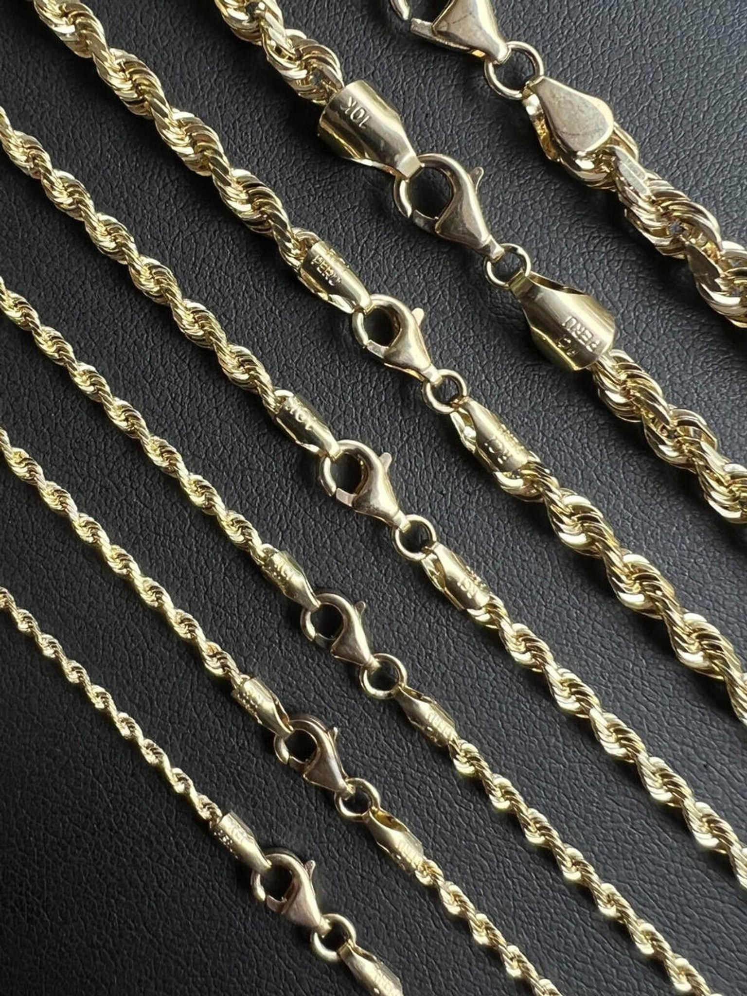 Men's Women's Real 10k Yellow Gold Solid Rope Chain Necklace 1.5mm-6mm