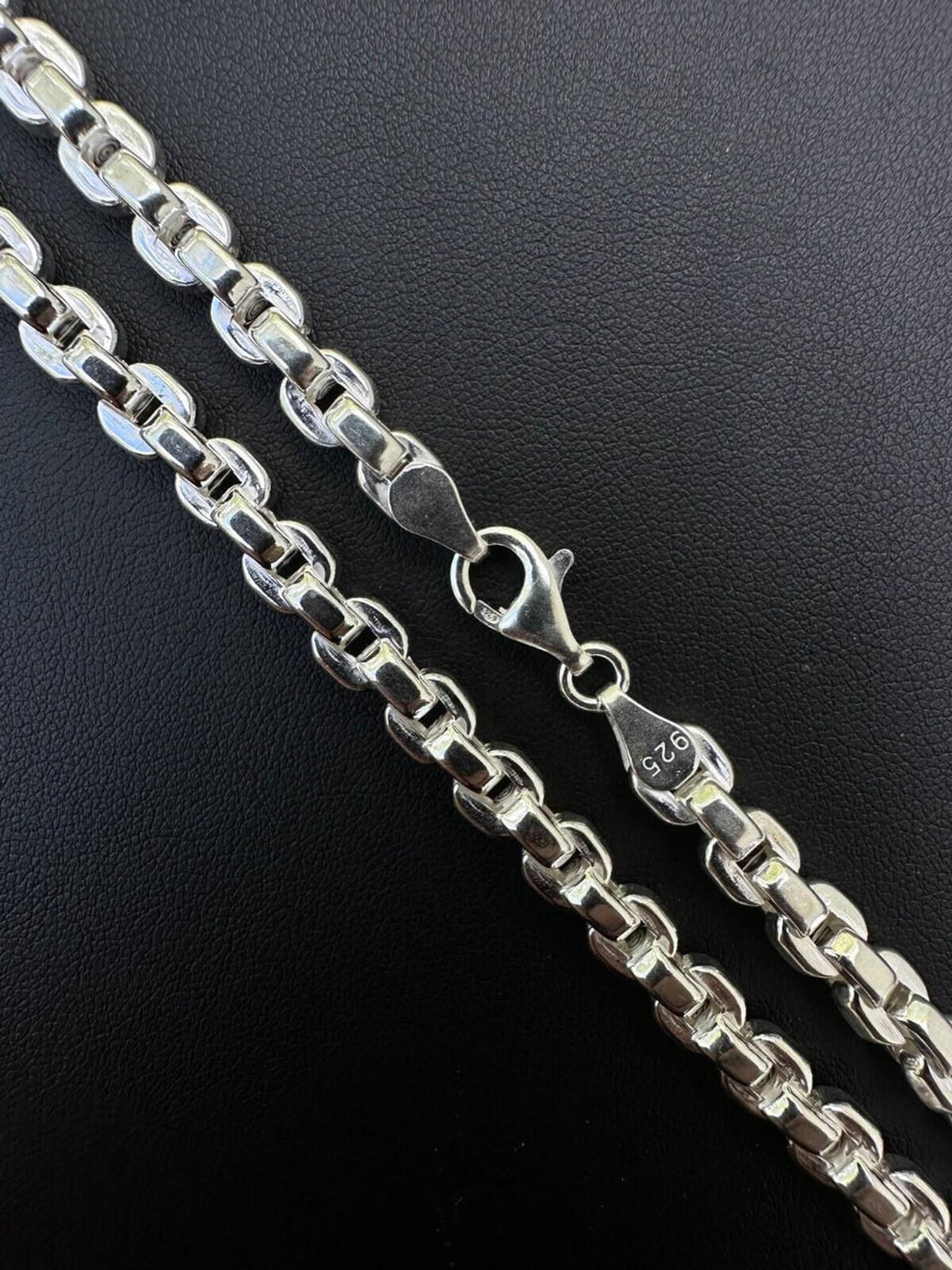 Real 925 Sterling Silver 6mm Men's Puff Rolo Hermes Link Chain