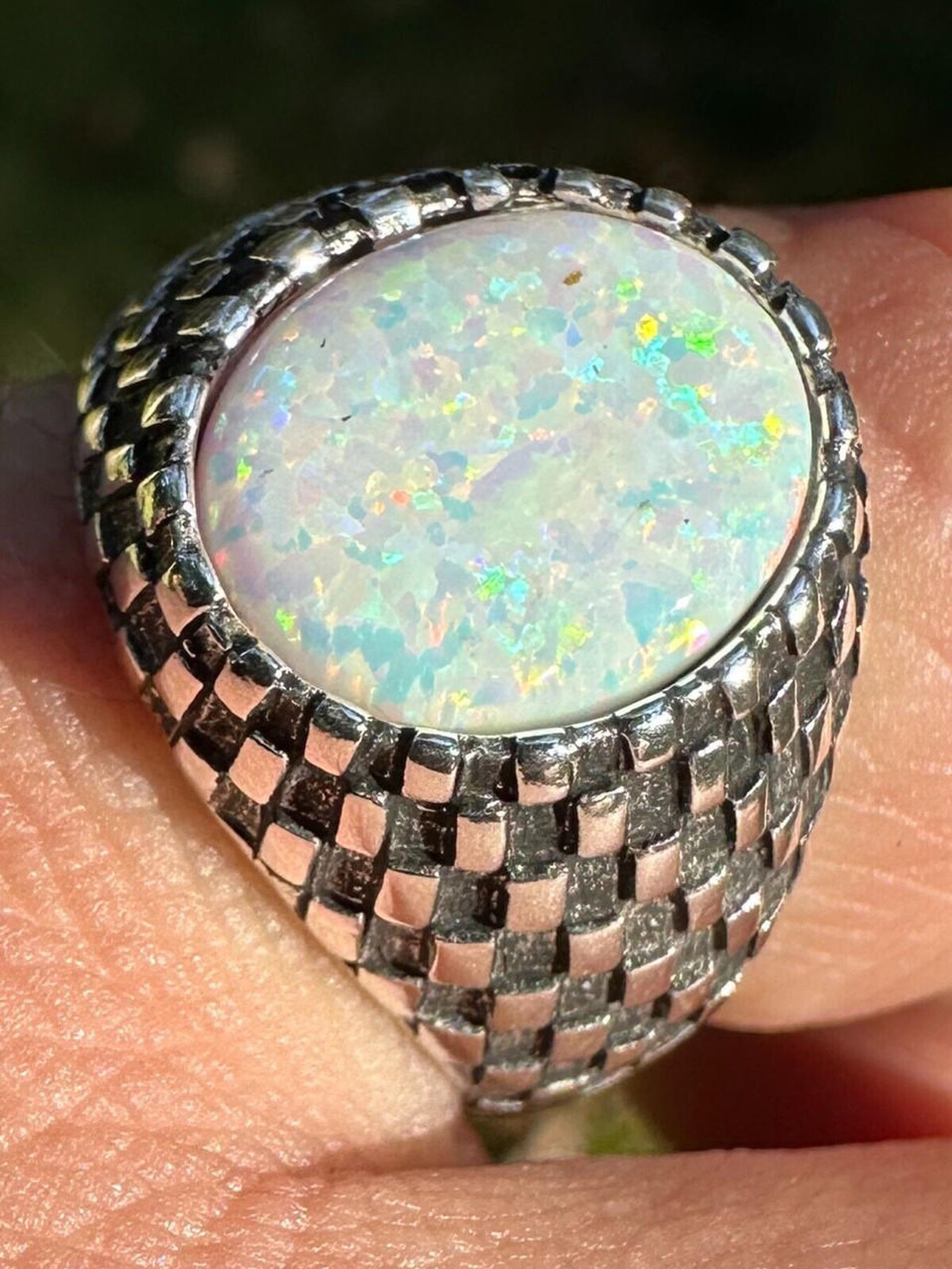 Opal ring, opal, signet ring, traxnyc, fire opal, mens opal ring