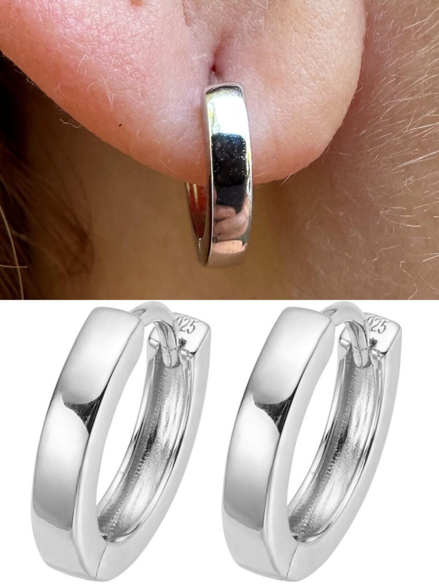 Sterling Silver Earring for Men Hoop Earring 15mm for men Modern Single  Earring | eBay