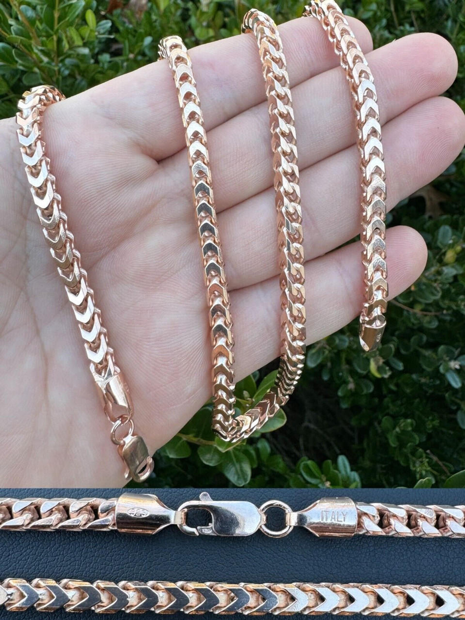 Zancan 18k Rose Gold and Black Ceramic Link Chain Necklace KC050R