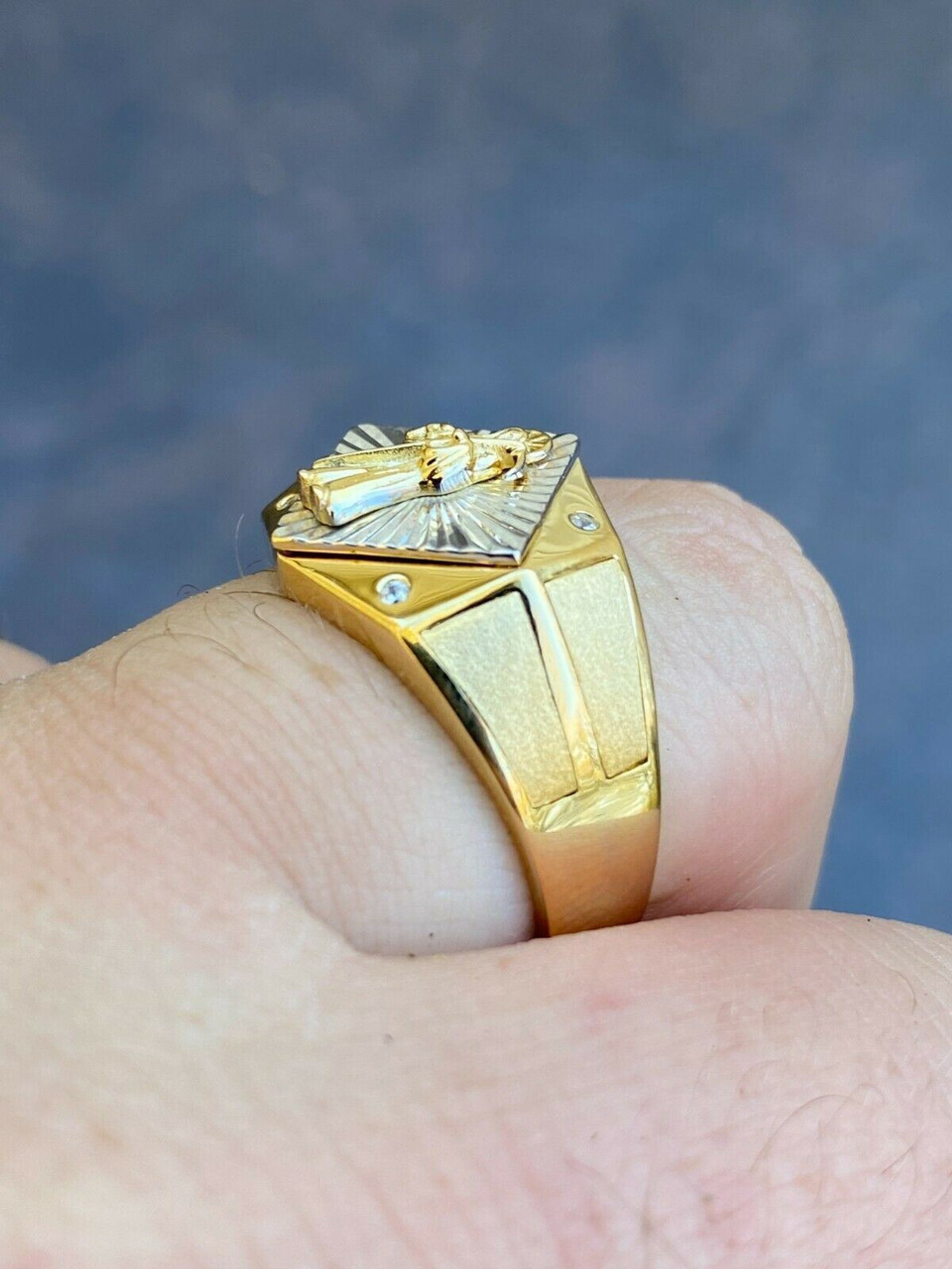 Men's 14k Gold Santa Muerte Ring | Harlem Bling