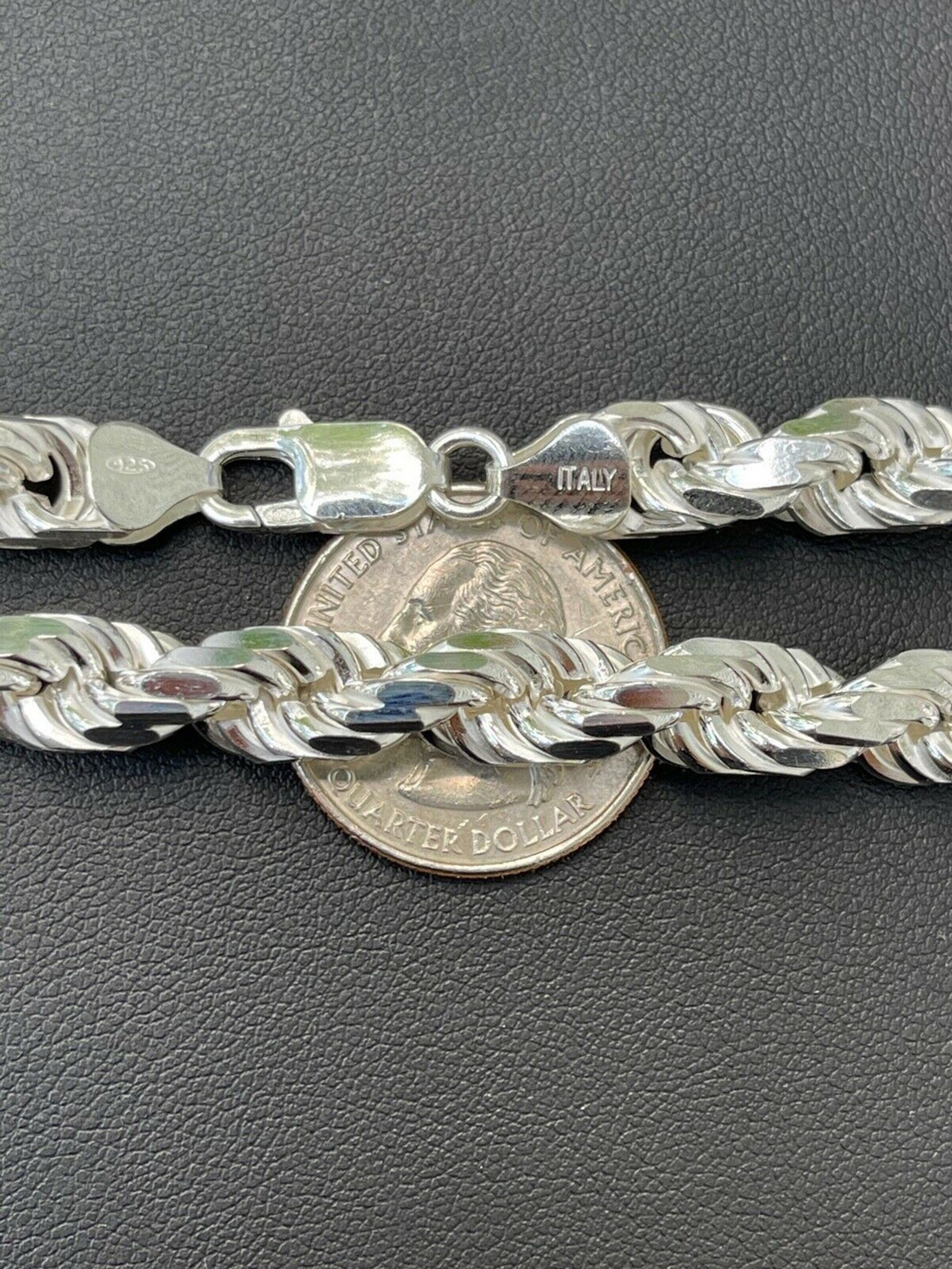 Real silver rope chain mens clearance