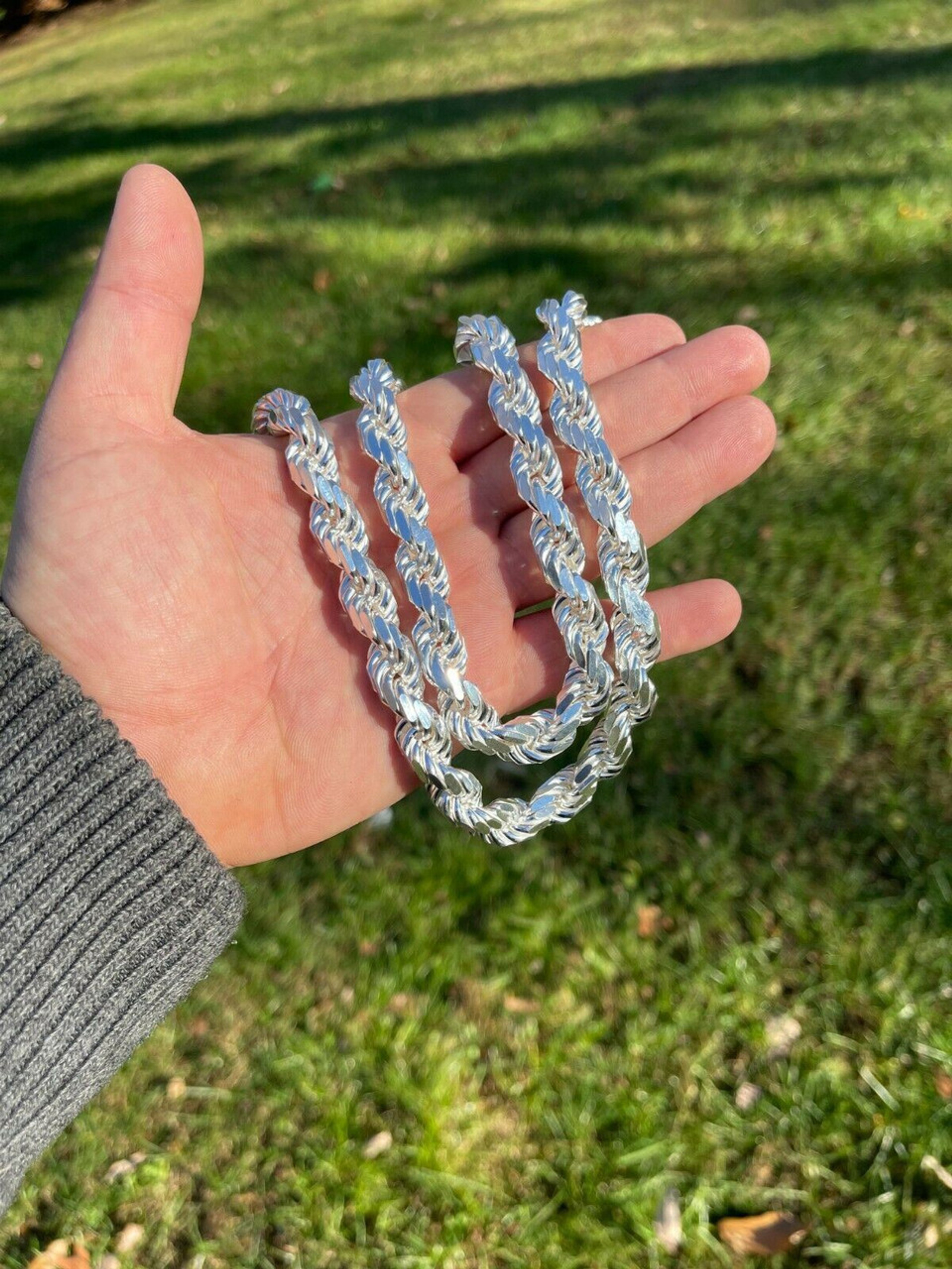 Silver rope chain mens thick Clearance