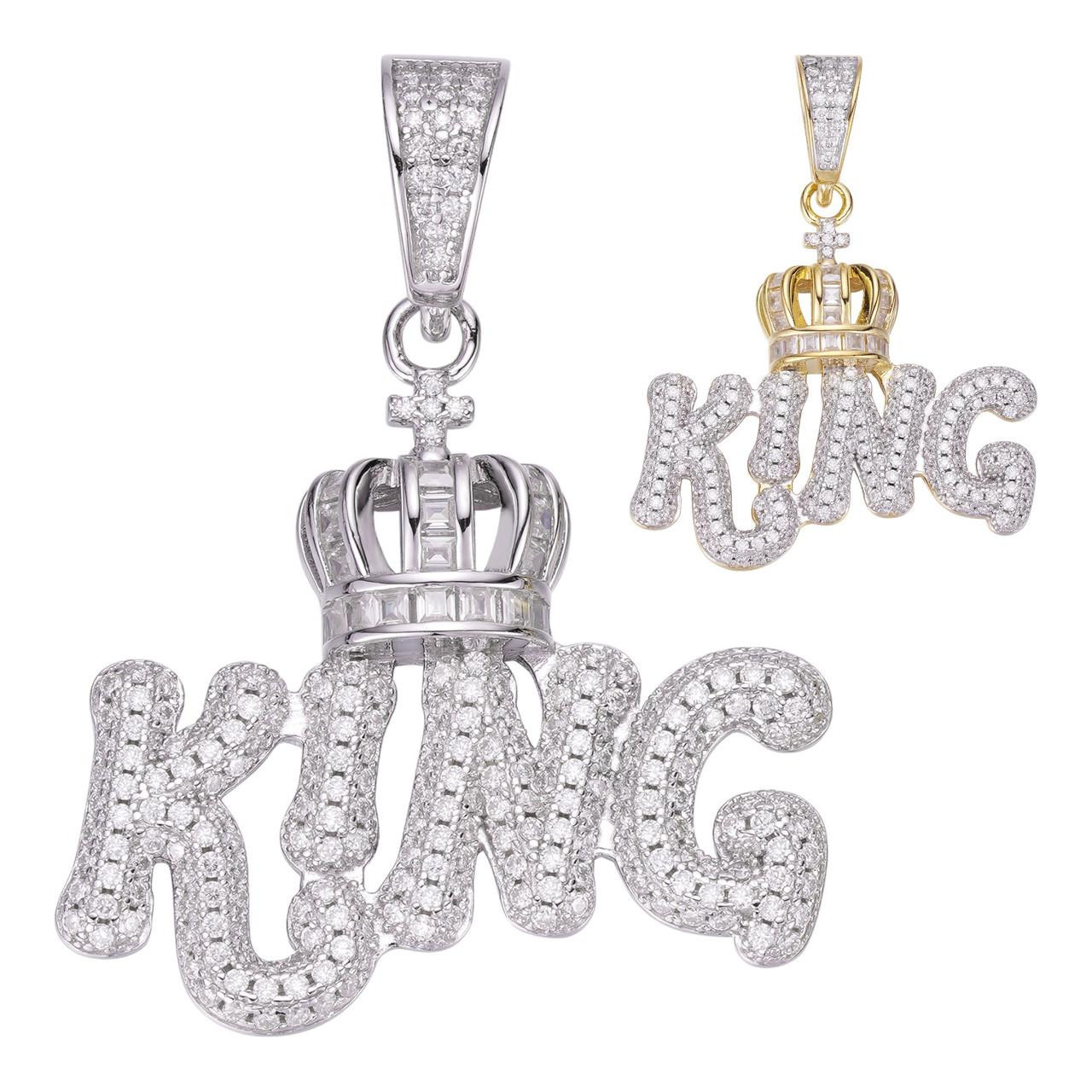 Men's King Crown Diamond Pinky Ring - 14k Gold Over 925 Silver, 18mm Iced Out Hip Hop Bling - View #3