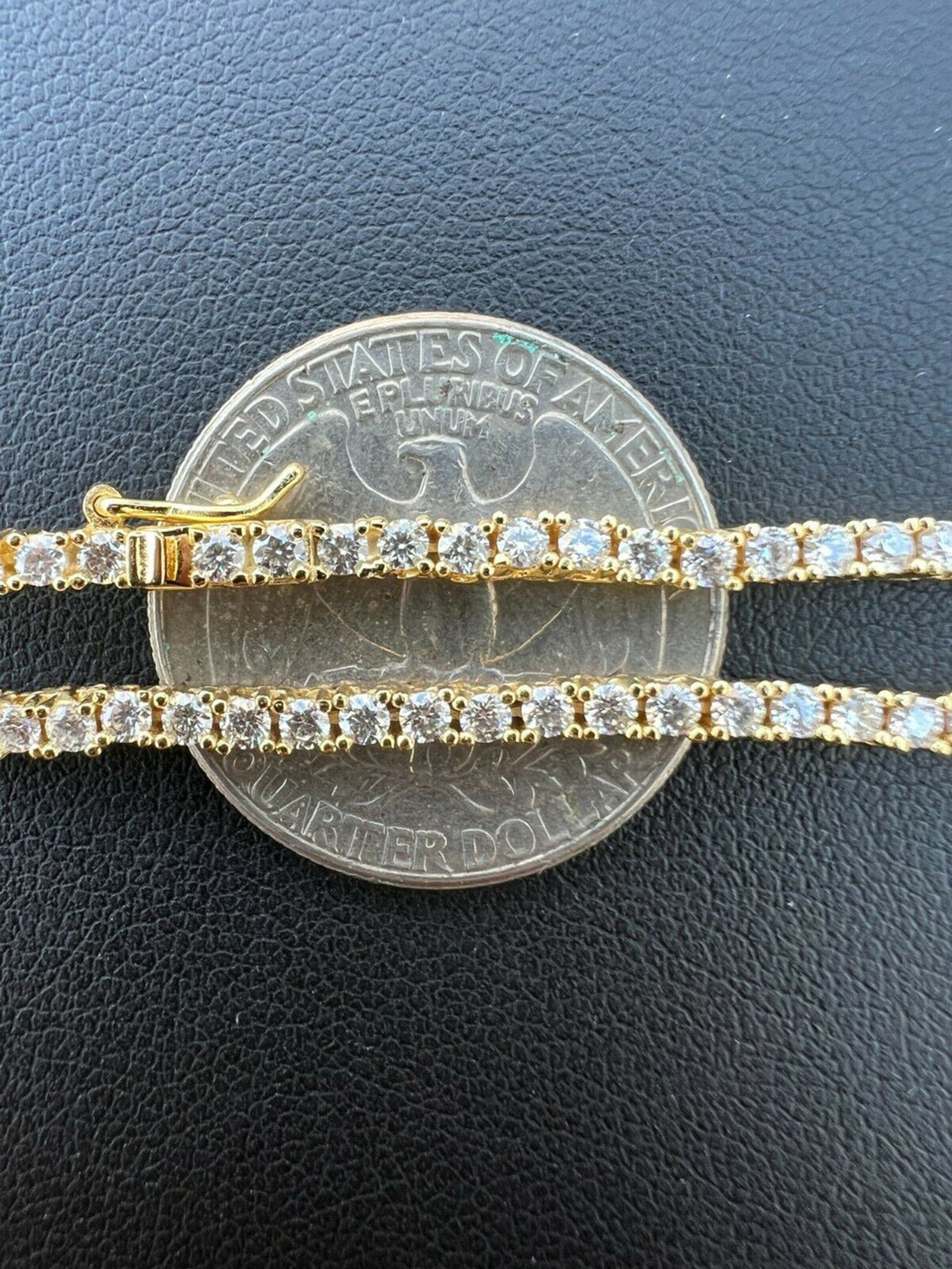 2mm MOISSANITE 14k Gold Vermeil Silver Tennis Chain Necklace Pass ...