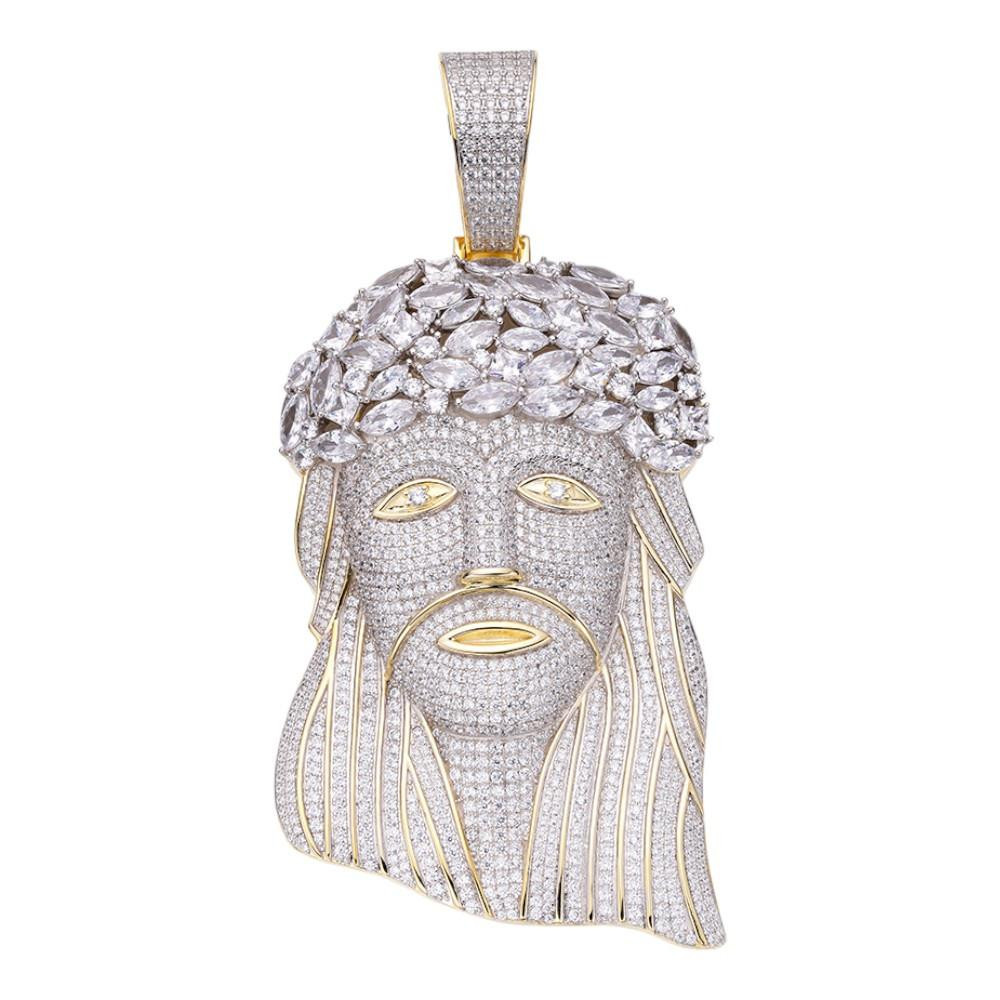 Bling Cartel 925 Sterling Silver Jesus Head Pendant – CZ Flooded, Iced Out Hip-Hop Charm For Men
