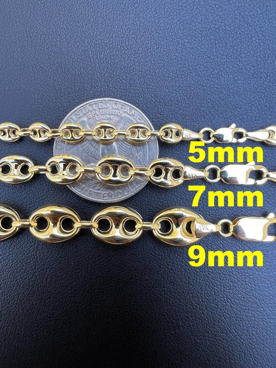 14k HOLLOW Real Yellow Gold Puffed Mariner Gucci Link Chain 59mm Thick
