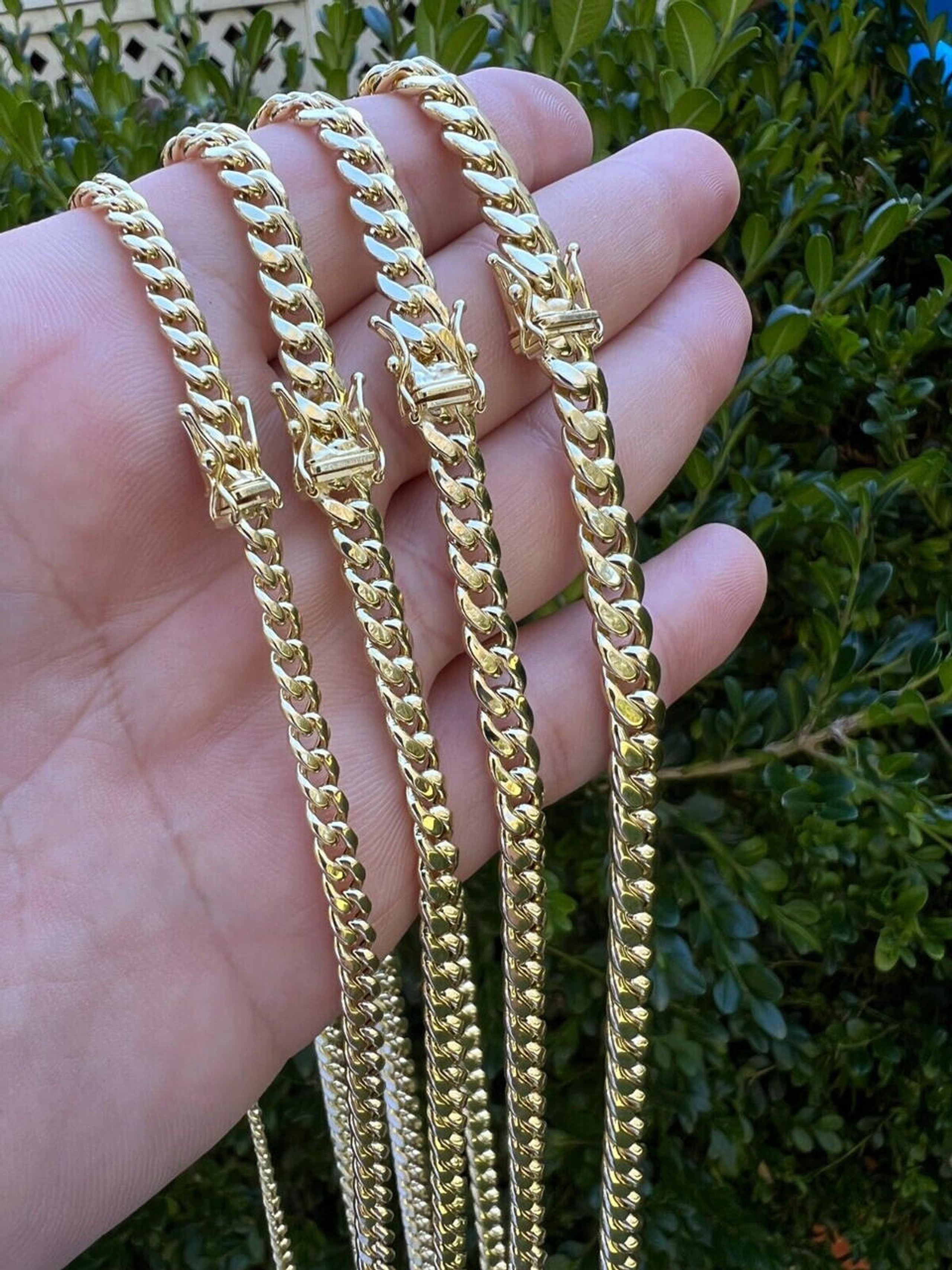 14k HOLLOW Real Yellow Gold Miami Cuban Link Chain Necklace 4.57mm 1826" Box Lock