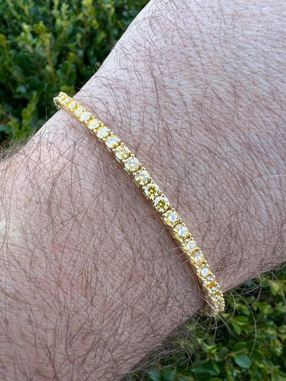 MOISSANITE Tennis Bracelet 14k Gold Plated 925 Silver Yellow Canary 3mm
