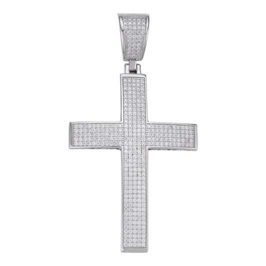 ★SWEETCH★ CITY BOYS CROSS 005 S Silver Large Solid 925 Silver Mens Cross 5ct Diamonds 3.25‚Äù BIG