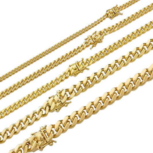 Miami Cuban Link Chain Necklace Or Bracelet - 14k Gold Vermeil 925 Sterling Silver - 7"-30" - 4mm-10.5mm