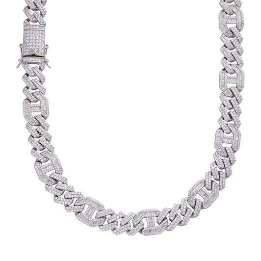 アクセサリー AVALANCHE 2Face silver925 necklace Miami VVS MOISSANITE Solid 925 Silver Mens 15mm Figarucci Gucci