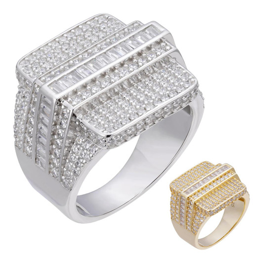 HarlemBling Florida Iced Out Ring - 14k Yellow Gold Vermeil/Natural 925 Silver - CZ Stones HarlemBling Florida Iced Out Ring - 14k Yellow Gold Vermeil/Natural 925 Silver - CZ Stones