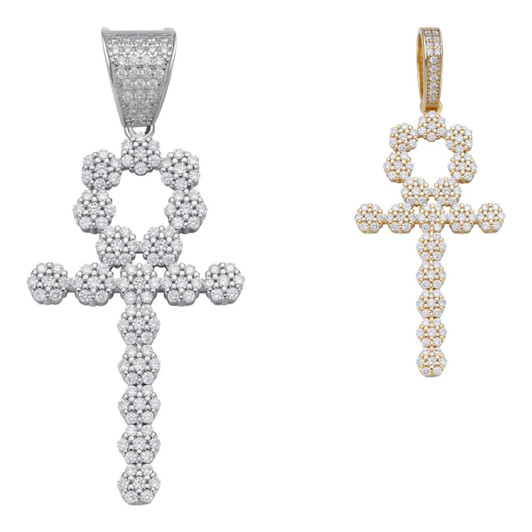 4ct Man Diamonds Ankh Cross Tennis Solid 925 Sterling Silver