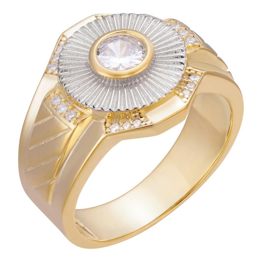 HarlemBling Rays Of Ice - Soliatire Ring - 14k Gold Vermeil 925 Silver Two Tone - CZ Stones HarlemBling Rays Of Ice - Soliatire Ring - 14k Gold Vermeil 925 Silver Two Tone - CZ Stones