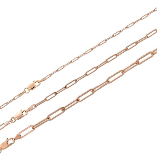 Paperclip Chain Necklace - 14k Rose Gold Vermeil 925 Sterling Silver - 14"-24" - 2.5mm-4mm