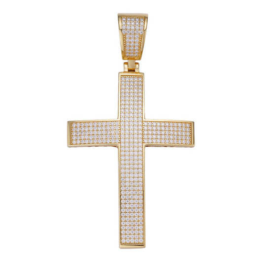 Large Solid 925 Silver Mens Cross 5ct Diamonds 3.25‚Äù BIG