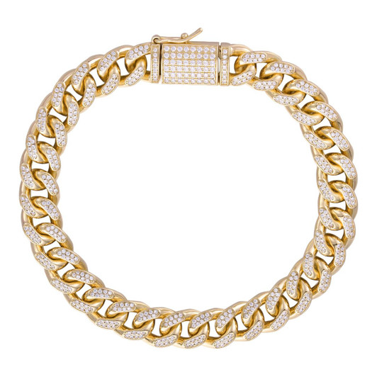 Mens Miami Cuban Link Bracelet 14k Rose Gold Over Solid 925