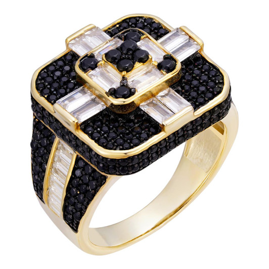 HarlemBling Panda Ring - 14k Gold Vermeil 925 Silver - White & Black CZ Stones HarlemBling Panda Ring - 14k Gold Vermeil 925 Silver - White & Black CZ Stones