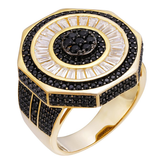 HarlemBling DJ Mixing Board Ring - 14k Gold Vermeil 925 Silver - White & Black CZ Stones HarlemBling DJ Mixing Board Ring - 14k Gold Vermeil 925 Silver - White & Black CZ Stones