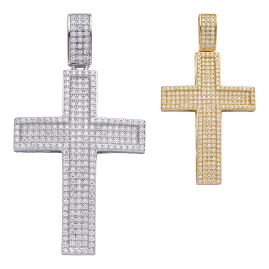 Men's Real Solid 925 Silver Cross Pendant Bust Down Crucifix