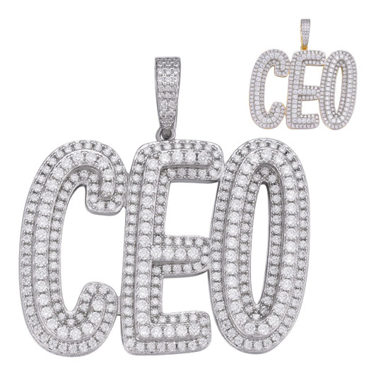 HarlemBling CEO Big Boss Hip Hop Pendant - 14k Gold Vermeil Or 925 Silver - CZ Stones - Medium 2" HarlemBling CEO Big Boss Hip Hop Pendant - 14k Gold Vermeil Or 925 Silver - CZ Stones - Medium 2"