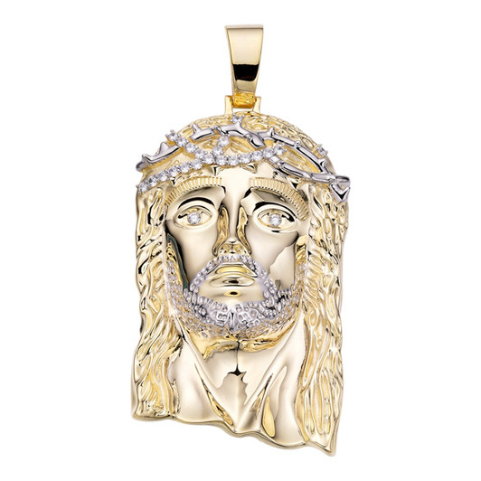 MOISSANITE Kilo Detailed Hip Hop Jesus Pendant - 14k Yellow Gold Vermeil 925 Silver - JUMBO 6"