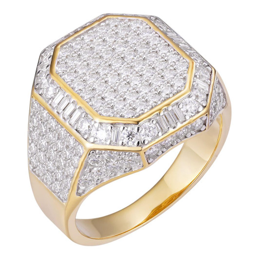 HarlemBling MOISSANITE Fresh Vibes Iced Out Ring - 14k Gold Vermeil 925 Silver HarlemBling MOISSANITE Fresh Vibes Iced Out Ring - 14k Gold Vermeil 925 Silver