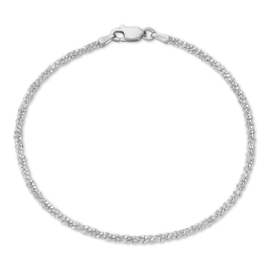 Sparkle Link Bracelet - 925 Sterling Silver - 6"-8.5" - 3mm