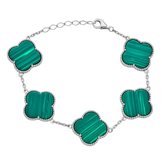 Real 925 Sterling Silver Blue Turquoise Four Leaf Clover