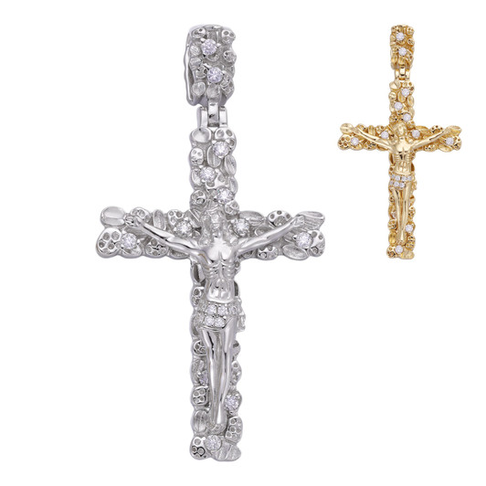 MOISSANITE Crucifix Jesus Iced Out Hip Hop Cross Pendant - 14k Yellow Gold Vermeil Or 925 Silver - Large 2.5"