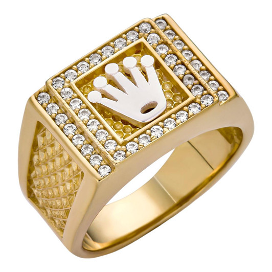 HarlemBling Rollie Classic Ring - 14k Gold Vermeil 925 Silver - CZ Stones HarlemBling Rollie Classic Ring - 14k Gold Vermeil 925 Silver - CZ Stones