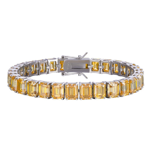 HarlemBling Yellow Canary MOISSANITE Emerald Cut Tennis Bracelet Iced Out - 925 Silver - 8mm - 7-8" HarlemBling Yellow Canary MOISSANITE Emerald Cut Tennis Bracelet Iced Out - 925 Silver - 8mm - 7-8"