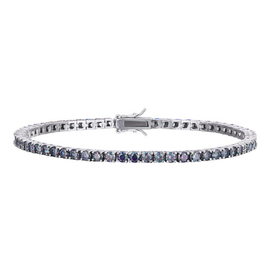 3mm Tennis Bracelet Real 925 Sterling Silver Aquamarine Blue