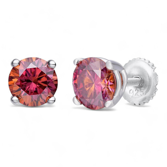 HarlemBling Pink MOISSANITE Solitaire Stud Earrings - 925 Silver - 3mm-8mm - 0.2-4ct HarlemBling Pink MOISSANITE Solitaire Stud Earrings - 925 Silver - 3mm-8mm - 0.2-4ct