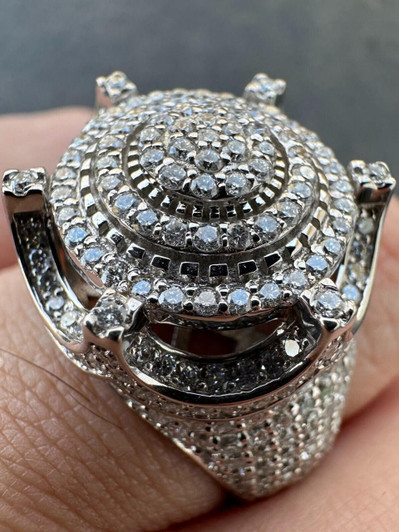 Italiano Silver, Inc. 3.38ct Real Diamond Hip Hop Solid 14k White Gold Iced King Crown Micropave Ring 