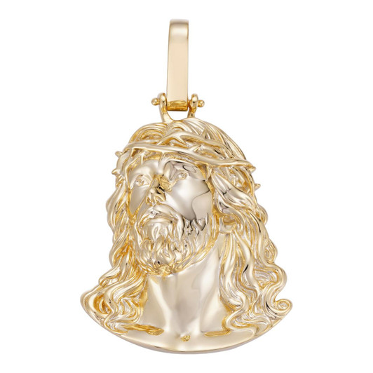 HarlemBling Sacred Jesus Plain Pendant - 14k Gold Vermeil 925 Silver - 3 Sizes 1.5"-3" 