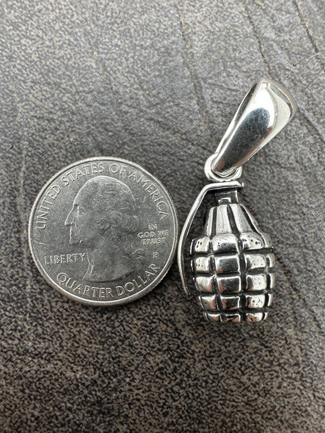 Men's 32mm Gold Stainless Steel Grenade Mini Pendant | 316L | Unisex + Gift Box