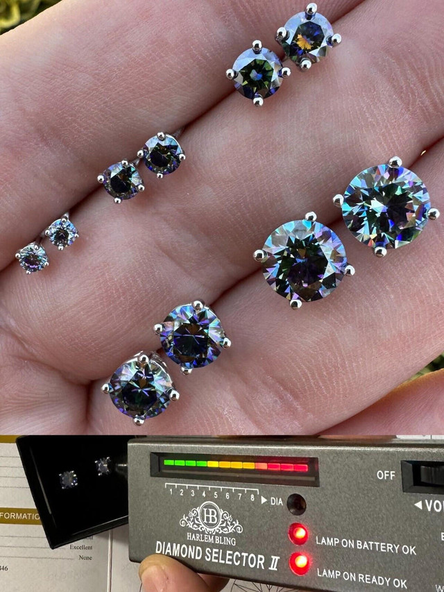 Real Moissanite Stud Earrings Square Asscher Cut 925 Silver Screwbacks