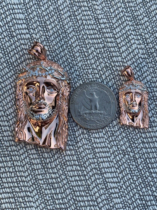 Edler Schmuck 14 Karat Vergoldet Silber Jesus Anhänger 38mm Runde Cz